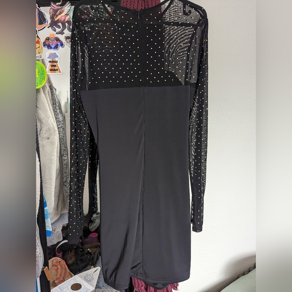 Forever 21 black long sleeve dress with rhinestones size large NWT - Picture 2 of 5